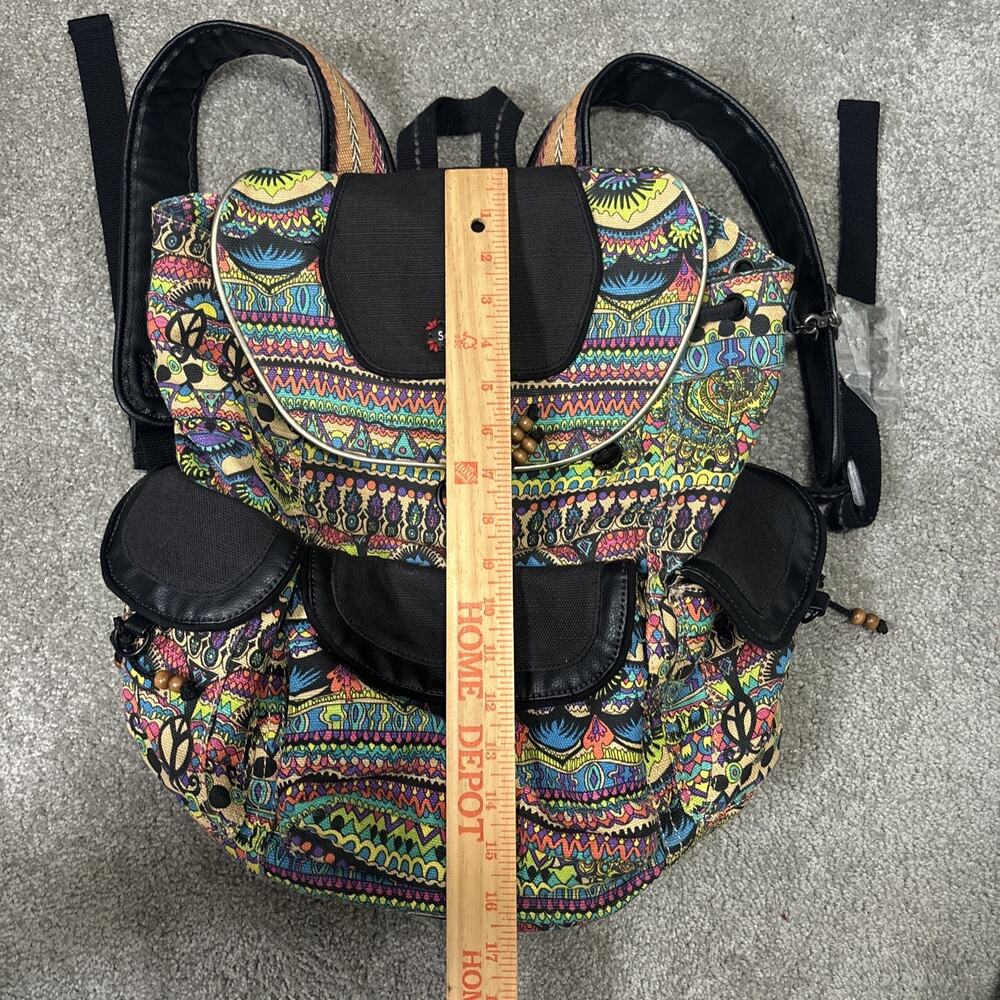 Sakroots Backpack Drawstring Elephant Peace Love The Sak Canvas Tote Boho - Picture 8 of 8